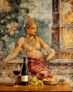 Shiva with Glass of Vino - Wine Wall Art Prints – 8″x10″ Artwork for 11″x14″ Frame
