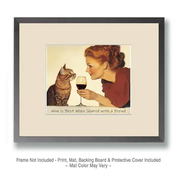 Wine is Best with a Friend - Wine Wall Art Prints – 8″x10″ Artwork for 11″x14″ Frame