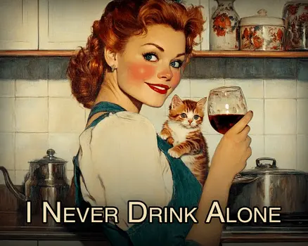 Never Drink Alone - Wine Wall Art Prints – 8″x10″ Artwork for 11″x14″ Frame