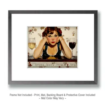 Red, White & Blue - Wine Wall Art Prints – 8″x10″ Artwork for 11″x14″ Frame
