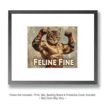 Feline Fine - Wine Wall Art Prints – 8″x10″ Artwork for 11″x14″ Frame