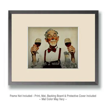 Doc Says I Need Glasses - Wine Wall Art Prints – 8″x10″ Artwork for 11″x14″ Frame