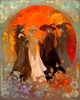 Sun Coven - Witches and Witchcraft Wall Art Prints – 8″x10″ Artwork for 11″x14″ Frame