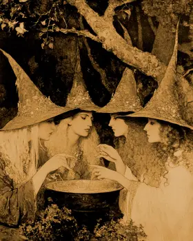 Vintage Witches - Witches and Witchcraft Wall Art Prints – 8″x10″ Artwork for 11″x14″ Frame