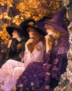 Purple Coven - Witches and Witchcraft Wall Art Prints – 8″x10″ Artwork for 11″x14″ Frame