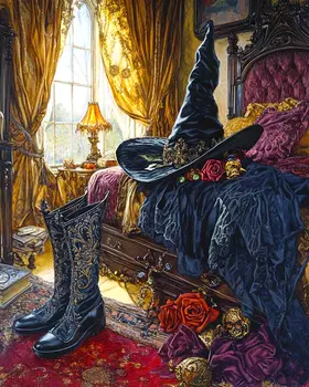 Witch's Bedroom - Witches and Witchcraft Wall Art Prints – 8″x10″ Artwork for 11″x14″ Frame