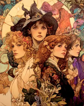 Dreaming of Witches Past - Witches and Witchcraft Wall Art Prints – 8″x10″ Artwork for 11″x14″ Frame