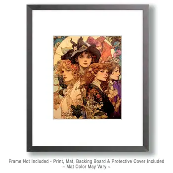 Dreaming of Witches Past - Witches and Witchcraft Wall Art Prints – 8″x10″ Artwork for 11″x14″ Frame