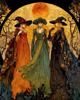 Power of Three - Witches and Witchcraft Wall Art Prints – 8″x10″ Artwork for 11″x14″ Frame