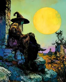 Classic Storybook Witch - Witches and Witchcraft Wall Art Prints – 8″x10″ Artwork for 11″x14″ Frame
