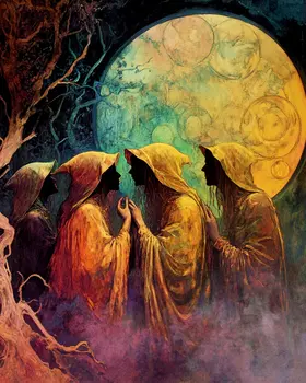 Conjuring Spirits - Witches and Witchcraft Wall Art Prints – 8″x10″ Artwork for 11″x14″ Frame