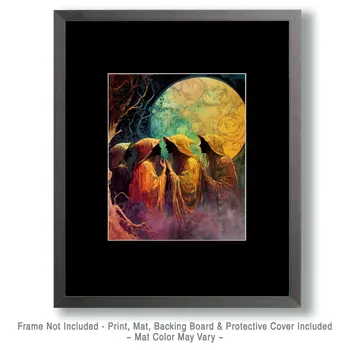 Conjuring Spirits - Witches and Witchcraft Wall Art Prints – 8″x10″ Artwork for 11″x14″ Frame