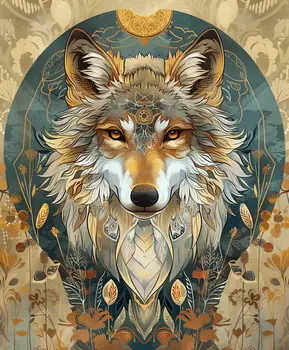 Wolf Art Nouveau Art Print - Animal Kingdom Wall Art Prints in Art Nouveau Style – 8″x10″ Artwork for 11″x14″ Frame