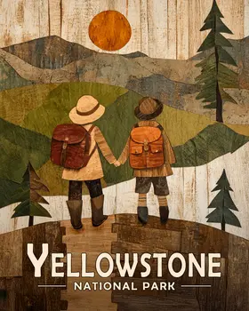 Sharing Nature - Yellowstone Souvenir Art Prints - 8"x10" Artwork for 11"x14" Frame