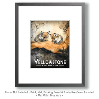 Wolf Cubs Eye Dragonfly - Yellowstone Souvenir Art Prints - 8"x10" Artwork for 11"x14" Frame
