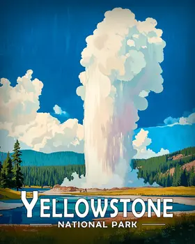 Geyser - Yellowstone Souvenir Art Prints - 8"x10" Artwork for 11"x14" Frame