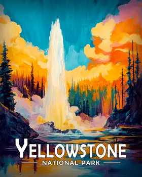 Abstract Geyser - Yellowstone Souvenir Art Prints - 8"x10" Artwork for 11"x14" Frame