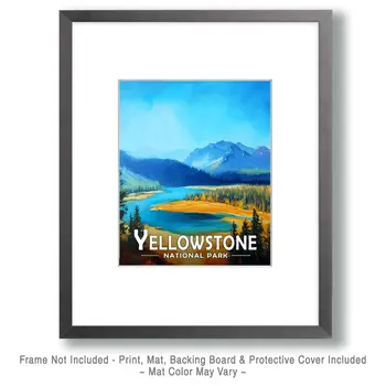 Valley Landscape - Yellowstone Souvenir Art Prints - 8"x10" Artwork for 11"x14" Frame