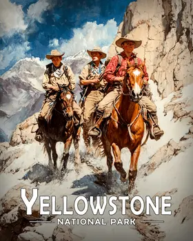 Trail Ride - Yellowstone Souvenir Art Prints - 8"x10" Artwork for 11"x14" Frame