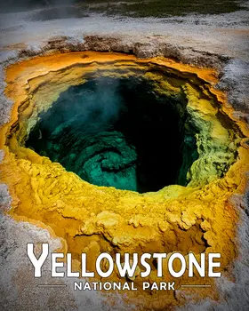 Hot Spring - Yellowstone Souvenir Art Prints - 8"x10" Artwork for 11"x14" Frame