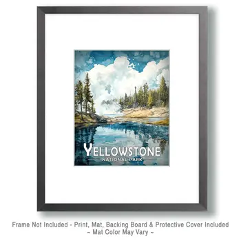 Mountain Pond - Yellowstone Souvenir Art Prints - 8"x10" Artwork for 11"x14" Frame