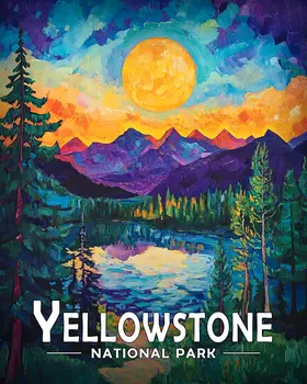 Mountain Pond Sunrise - Yellowstone Souvenir Art Prints - 8"x10" Artwork for 11"x14" Frame