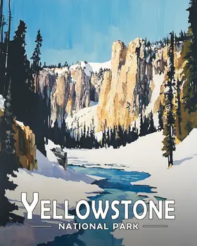 Snowy Cliffs - Yellowstone Souvenir Art Prints - 8"x10" Artwork for 11"x14" Frame