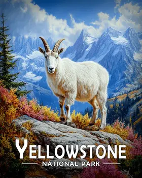 Mountain Goat - Yellowstone Souvenir Art Prints - 8"x10" Artwork for 11"x14" Frame