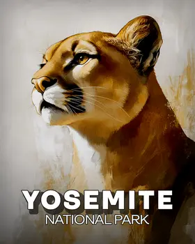 Proud Mountain Lion - Yosemite Souvenir Art Prints - 8"x10" Artwork for 11"x14" Frame