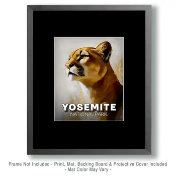 Proud Mountain Lion - Yosemite Souvenir Art Prints - 8"x10" Artwork for 11"x14" Frame