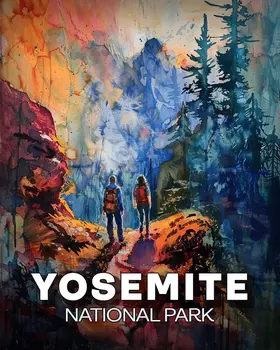 Amazing Hike - Yosemite Souvenir Art Prints - 8"x10" Artwork for 11"x14" Frame