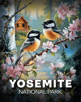 Chickadees - Yosemite Souvenir Art Prints - 8"x10" Artwork for 11"x14" Frame