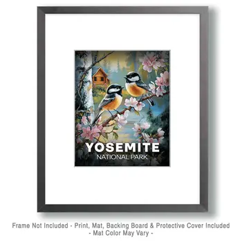 Chickadees - Yosemite Souvenir Art Prints - 8"x10" Artwork for 11"x14" Frame
