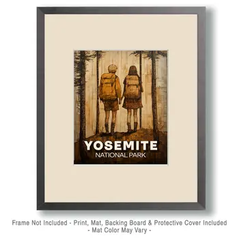 Hiking Together - Yosemite Souvenir Art Prints - 8"x10" Artwork for 11"x14" Frame