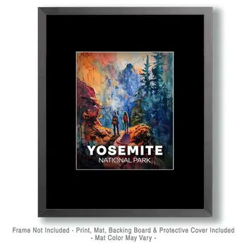 Amazing Hike - Yosemite Souvenir Art Prints - 8"x10" Artwork for 11"x14" Frame