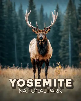 Bull Elk - Yosemite Souvenir Art Prints - 8"x10" Artwork for 11"x14" Frame