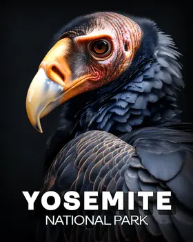 Vulture Portrait - Yosemite Souvenir Art Prints - 8"x10" Artwork for 11"x14" Frame