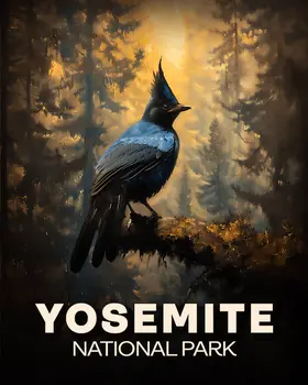 Steller's Jay - Yosemite Souvenir Art Prints - 8"x10" Artwork for 11"x14" Frame