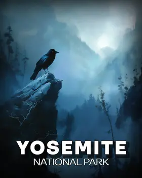 Early Morning Raven - Yosemite Souvenir Art Prints - 8"x10" Artwork for 11"x14" Frame