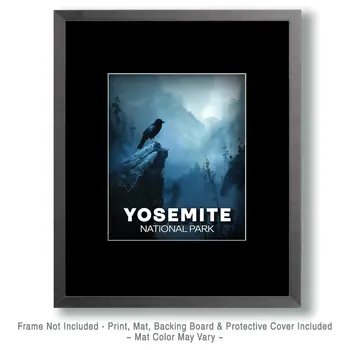 Early Morning Raven - Yosemite Souvenir Art Prints - 8"x10" Artwork for 11"x14" Frame