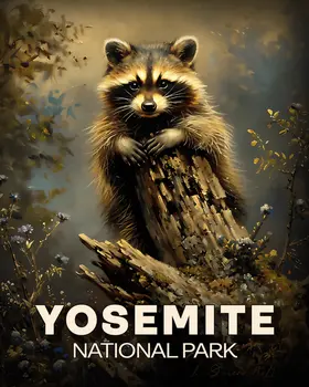 Raccoon Kit - Yosemite Souvenir Art Prints - 8"x10" Artwork for 11"x14" Frame