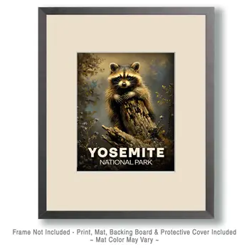 Raccoon Kit - Yosemite Souvenir Art Prints - 8"x10" Artwork for 11"x14" Frame