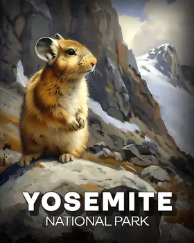 Alert Pika - Yosemite Souvenir Art Prints - 8"x10" Artwork for 11"x14" Frame
