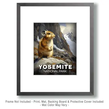 Alert Pika - Yosemite Souvenir Art Prints - 8"x10" Artwork for 11"x14" Frame