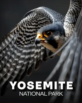 Flying Peregrine Falcon - Yosemite Souvenir Art Prints - 8"x10" Artwork for 11"x14" Frame