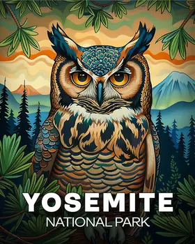 Early Morning Owl - Yosemite Souvenir Art Prints - 8"x10" Artwork for 11"x14" Frame