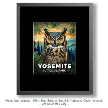 Early Morning Owl - Yosemite Souvenir Art Prints - 8"x10" Artwork for 11"x14" Frame