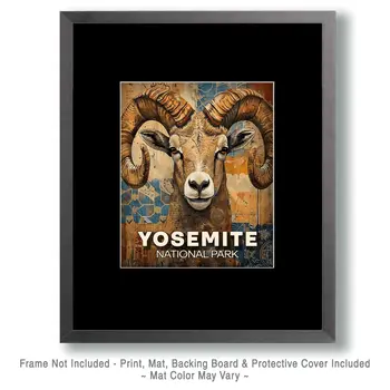 Stylized Bighorn Ram - Yosemite Souvenir Art Prints - 8"x10" Artwork for 11"x14" Frame
