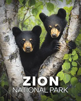 Two Bear Cubs - Zion Souvenir Art Prints - 8"x10" Artwork for 11"x14" Frame