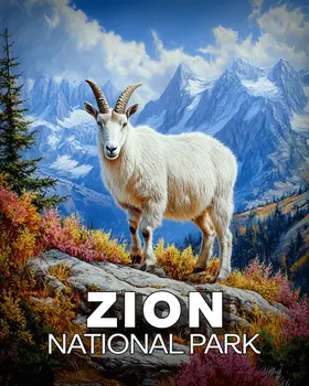Mountain Goat - Zion Souvenir Art Prints - 8"x10" Artwork for 11"x14" Frame